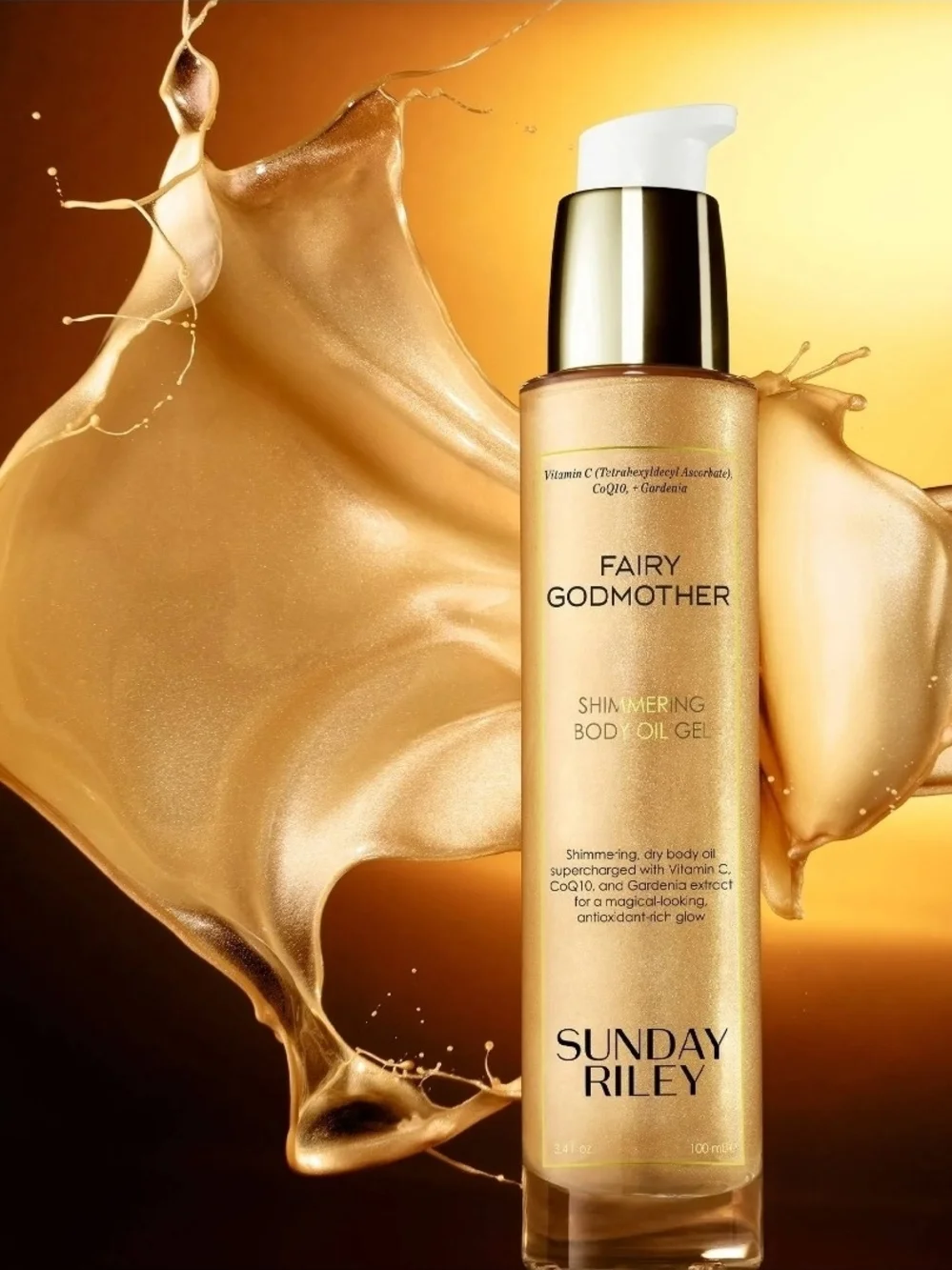 Sunday Riley Fairy Godmother Shimmering Body Oil Gel (Gold) NIB!